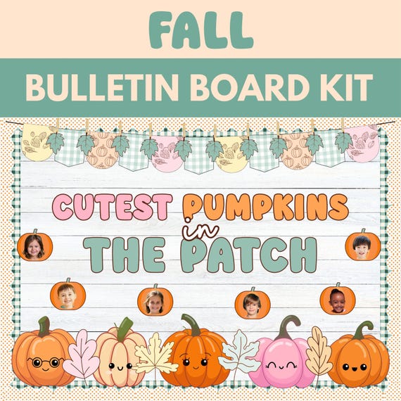 Fall Bulletin Board Kit, Pumpkin Patch, Pastel Classroom Decor (Editable)