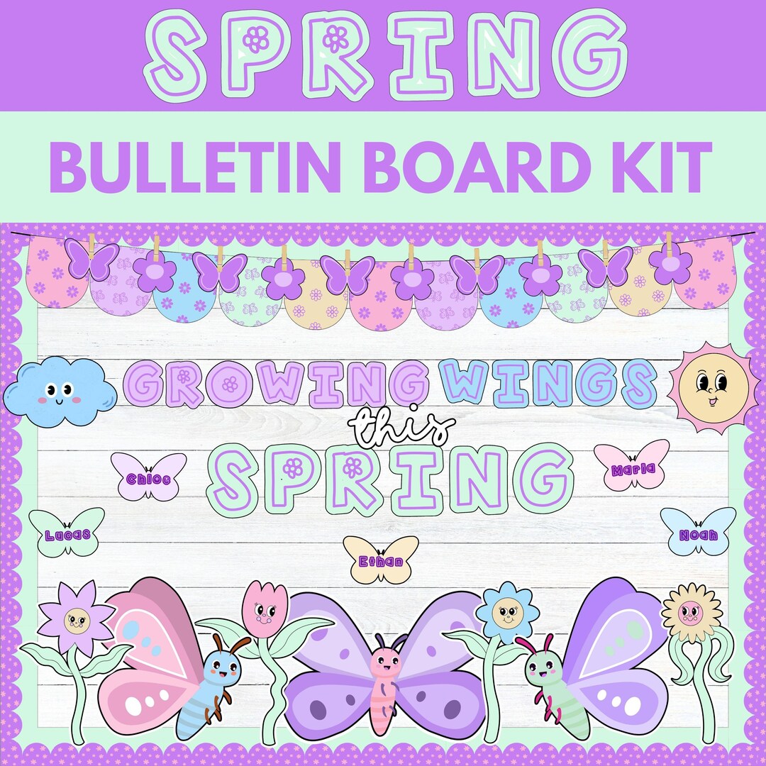 Spring Bulletin Board Kit, Butterfly Theme, Retro Pastel Classroom Door ...