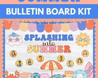 Summer Bulletin Board Kit, End of Year Classroom Door Decor, June Bulletin Board, Pastel Groovy Classroom Decorations for Preschool