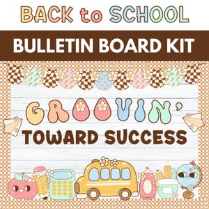 Groovy Back to School Bulletin Board Kit, Retro Classroom Door Decor, Pastel Bulletin Board, Groovy Classroom Decorations, Elementary Decor