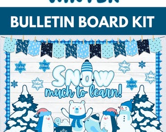 Winter Bulletin Board Kit, Winter Classroom Decor, December January Bulletin Board Ideas, Editable Door Decorations
