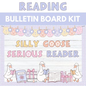 Silly Goose Back to School Bulletin Board Library Book Bulletin Board Reading Classroom Decor Retro Groovy Bulletin Board Kit Preschool