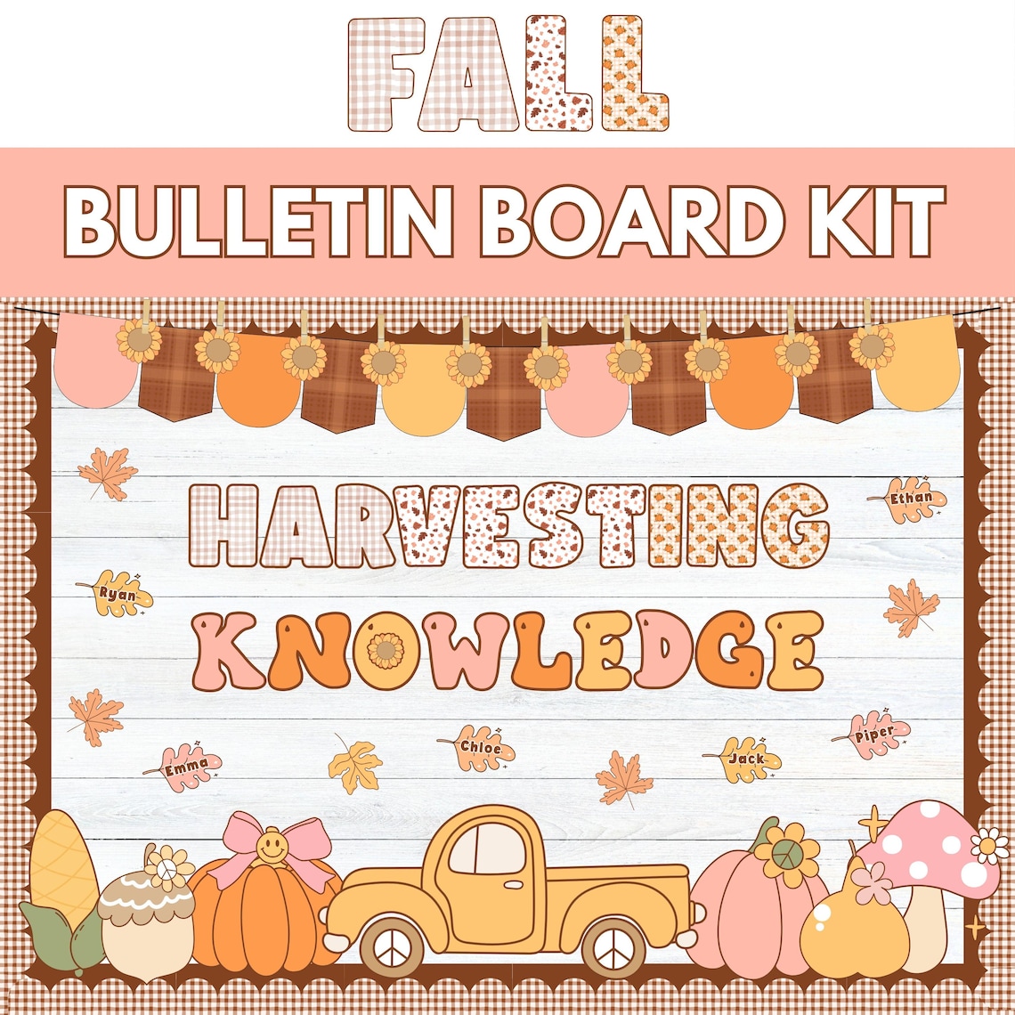 Fall Bulletin Board Kit, Groovy Classroom Decor, Pumpkin Patch ...