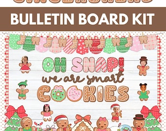 Gingerbread Bulletin Board, Smart Cookies, December Bulletin Board Ideas, Winter Classroom Door Decor Kit, Editable Display