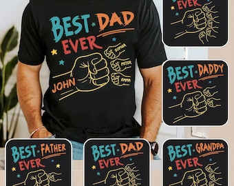 Personalized Best Dad Ever Png, Fist Bump Set Png, Dad Hand Fist Bump Png, America Flag Design, Happy Father&#39;s Day, Sublimation File