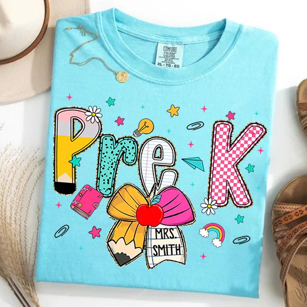 Preppy Pre-K Teacher Png, Pre-K teacher coquette Png, Pre-K shirt, Back to school, Teacher appreciation, Gift for Teacher, Preppy floral Png