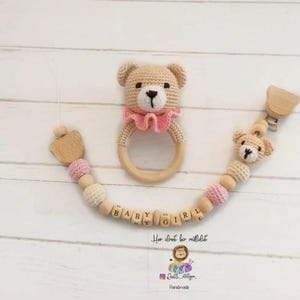 Amigurumi Ayı Çıngırak ve Kişisel Emik Zinciri Seti