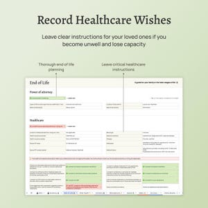 End of life planner – the Before Death Spreadsheet. Plan for your death. Estate planning spreadsheet. Financial summary, accounts, assets, debts, belongings, healthcare wishes, instructions for your executors and family. Google Sheet version.