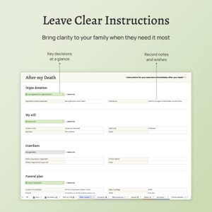 End of life planner – the Before Death Spreadsheet. Plan for your death. Estate planning spreadsheet. Financial summary, accounts, assets, debts, belongings, healthcare wishes, instructions for your executors and family. Google Sheet version.