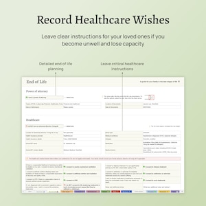 End of life planner – the Before Death Spreadsheet. Plan for your death. Estate planning template. Financial summary, accounts, assets, debts, belongings, healthcare wishes, instructions for your executors and family. Excel version.