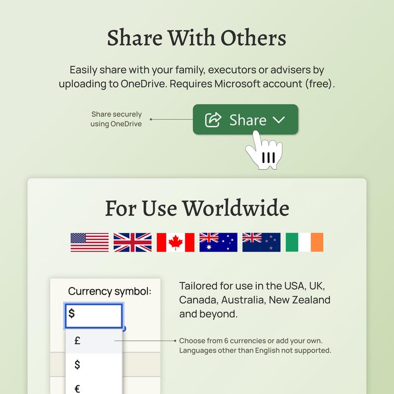End of life planner – the Before Death Spreadsheet. Plan for your death. Estate planning template. Financial summary, accounts, assets, debts, belongings, healthcare wishes, instructions for your executors and family. Excel version.