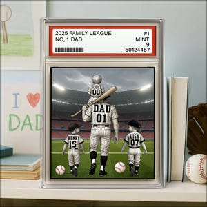 Baseball no 1 papa grand-père homme et enfants style carte à collectionner personnalisée bloc acrylique cadeau fête des pères pour baseball papa, cadeau mari