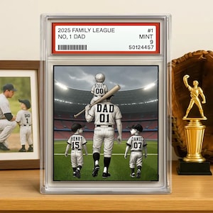 Honkbal nr. 1 vader opa man en kinderen Trading Card Stijl Gepersonaliseerde acrylblok plaquette Vaderdagcadeau voor honkbal Vader, cadeau echtgenoot
