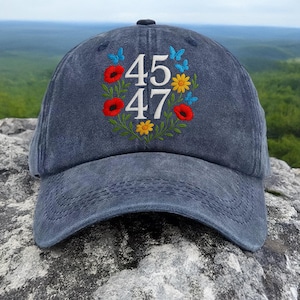 4547 Subtle Embroidered  Hat, Floral Trump Hat, Floral 4547 Embroidered Hat, Trump Campaign Baseball Cap, Liberal Democrat Gifts