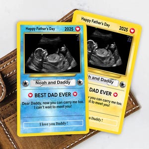 Carte portefeuille Pokemon fête des pères, carte photo personnalisée pour échographie, cadeau de grossesse, cadeau nouveau papa pour lui, faire-part de bébé, cadeau pour papa
