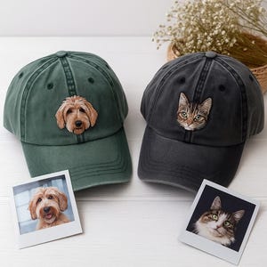 Custom Pet Hat Using Pet Photo Personalized Dog Embroidered  Hat, Custom Pet Cap Dog With Name On Hat Side, Gift For Pet Lover, Cat Mom Hat