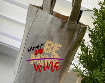 Fun Valentine Two Bottles Tote Bag - Wine Tote Bag - Valentine Tote Bag - Quarantine Gift Tote - Anniversary Gift Tote Bag