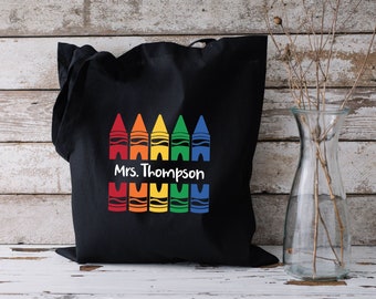 Teacher Tote, Teacher Gift Tote, Crayons Teachers Tote, Teacher Appreciation Gift, Teacher Tote Bag, Gift for a Teacher, Reusable Tote Bag