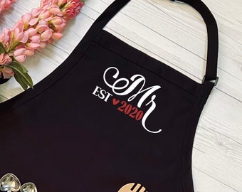 Mr Kitchen Apron - Personalized Apron for Adults - Wedding Anniversary Custom Apron - Wedding Anniversary Two Pockets Custom Apron