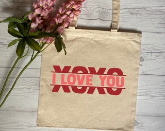 XOXO I Love You Tote Bag - Valentine Tote Bag - Anniversary Tote Bag - Bridal Shower Tote Bag - Bachelorette Party Tote Bag