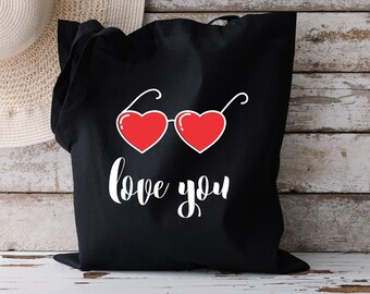 Love You Valentine Tote Bag, Bridal Shower Party Tote Bag, Valentine Tote Bag,  Wedding Tote Bag, Teacher Tote Bag