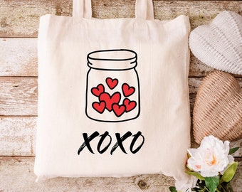 XOXO Valentine Tote Bag, Bridal Shower Party Tote Bag, Valentine Tote Bag,  Wedding Tote Bag, Teacher Tote Bag