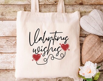 Valentines Wishes Tote Bag, Bridal Shower Party Tote Bag, Valentine Tote Bag,  Wedding Tote Bag, Teacher Tote Bag