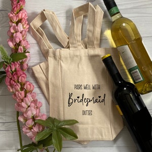 Pairs well with Bridesmaid Duties Wine Tote Bag Bridesmaid proposal wine bag Bridesmaid Gift Tote Bag Maid of Honor Wine Bottle Bags image 3