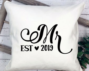 Mr Throw Pillow - 18x18in Custom Linen Pillow - Housewarming Gift Pillow - Anniversary Gift - Wedding Gift  Includes Pillow Cover and Insert