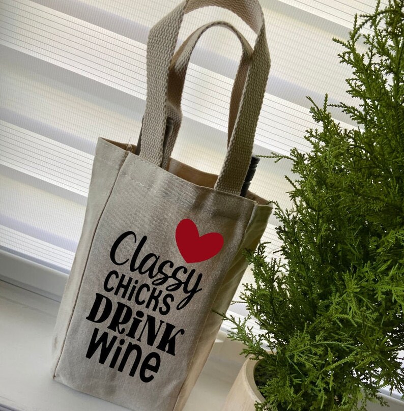 Classic Chicks Drink Wine Bottles Tote Bag Wine Tote Bag Etsy