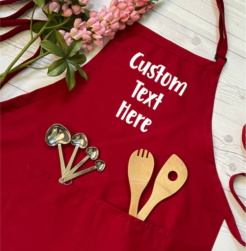 Custom Text Kitchen Apron Personalized Apron for Adults Etsy