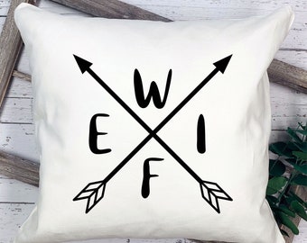 Wife Throw Pillow - 18x18in Custom Linen Pillow - Housewarming Gift Pillow - Anniversary Gift - Wedding Gift