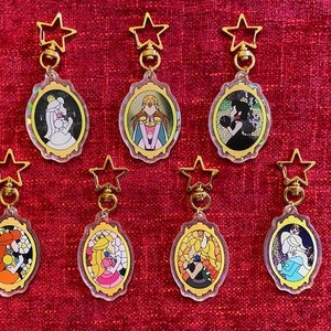 Stained Glass Gamer Princess Keychains