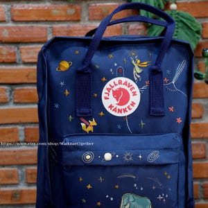 Little Prince Embroidered Kanken Backpack, Custom Embroidered Fjallraven Kanken,Book Lover Embroidery Shoulder Bag,Personalised Fox Rucksack
