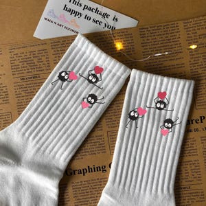 Valentine Embroidered Socks, Anime Embroidery Socks, Custom Color Embroidery Socks, Manga Lovers Gift, Personalisation Cartoon Gift for Him