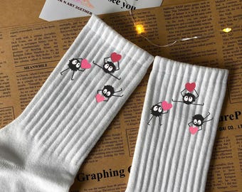 Valentine Embroidered Socks, Anime Embroidery Socks, Custom Color Embroidery Socks, Manga Lovers Gift, Personalisation Cartoon Gift for Him