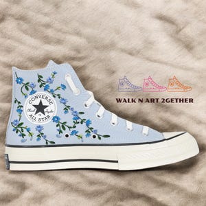 Custom Converse Embroidery, Floral Embroidered Sneakers, Wedding Converse for Bride, Gift for Her, Embroidery Bridal, Converse Chuck Taylor