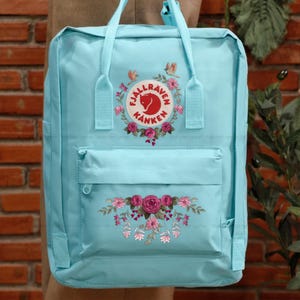 Hand Embroidered Kanken Backpack, Custom Embroidered Jfallraven Kanken, Cherry Blossom Embroidery Shoulder Bag, Personalised Name Rucksack