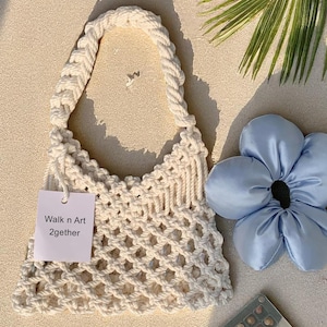 Handmade Macrame Tote Bag, Customizable Boho Beach, Market Bag for Her, Festival Accessory, Multiple Colors to Choose, Natural Fiber Bag