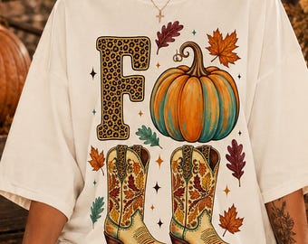 Howdy Fall Pumpkin T-Shirt, Western Autumn Cowboy Boots Tee