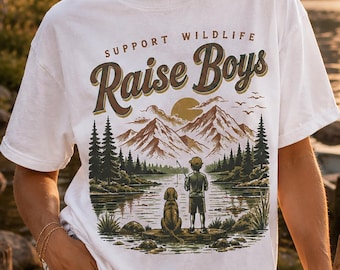 Support Wildlife Raise Boys Shirt, Funny Boy Mom Nature Graphic Tee