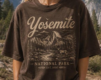 Yosemite National Park T-Shirt, Vintage Deer Half Dome Graphic Tee, Retro Mountain Nature Shirt