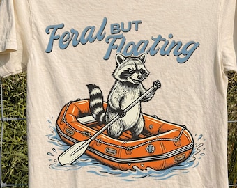 Funny Raccoon River T-Shirt, Summer Tubing Graphic Tee