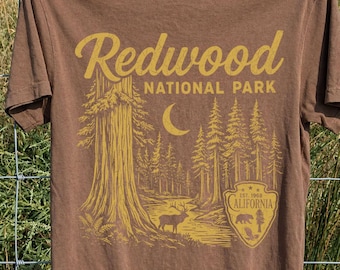 Redwood National Park Shirt, Vintage California Forest Green Cotton Tee