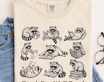 Feral But Well Read Raccoon Shirt, Funny Book Lover Tee, Trash Panda Reader Gift, Bookish Animal Shirt, Reading Lover Tee