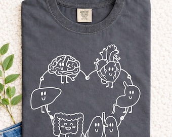 Cute Organ Friends Shirt Gift, Minimalist Anatomy Tee, Medical Student Shirt, Healthcare Worker Gift, Funny Body Organs Tee