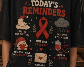 Blood Cancer Awareness Shirt, Daily Reminders Red Ribbon Tee, Leukemia Lymphoma Support Shirt, Cancer Fighter Survivor Gift