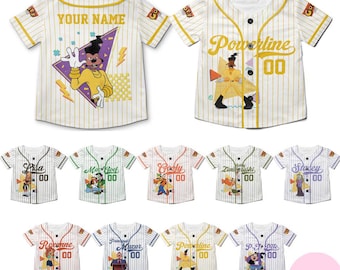 Personalized Disney A Goofy Movie Baseball Jersey, Retro 90s Goofy Max Goof Roxanne Kids Youth Adult Baseball Team, Powerline Stand Out Tour