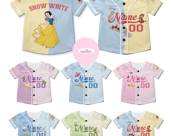 Personalized Disney Princess Baseball Jersey, Cinderella Snow White Rapunzel Disney Girl Trip Kids Youth Adult Baseball Team, Birthday Girl