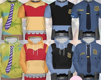 Disney Zootopia All-over Print Shirt, Zootopia 2 Movie Judy Hopps Nick Wilde Family Group Kids Adult Sweatshirt Hoodie, Zootopia Birthday